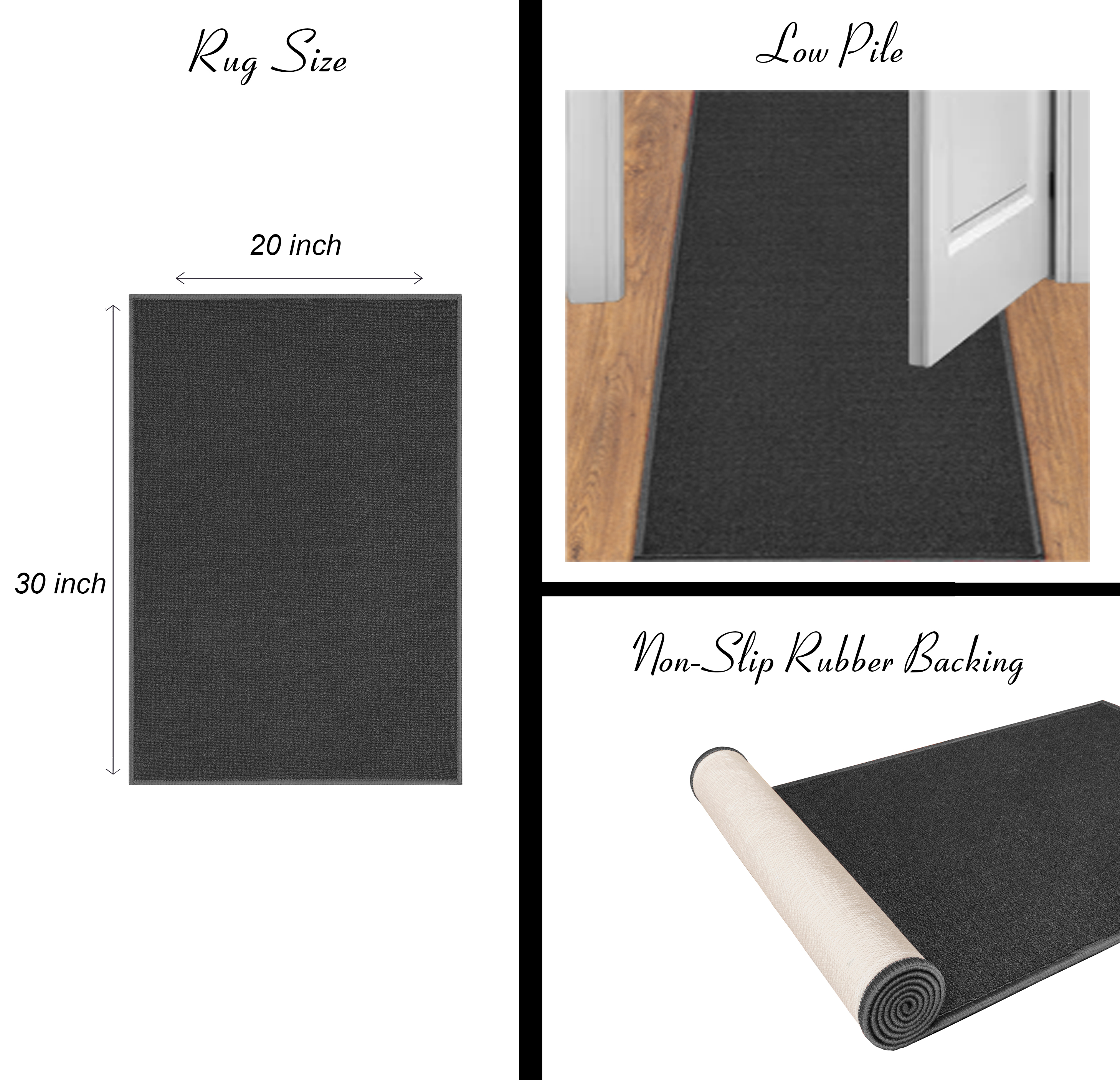 Ottomanson Machine Washable Non-Slip Rubberback 2x3 Sweet Home Doormat for Entryway, 20" x 30", Gray - image 3 of 4