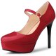 thumbnail image 1 of Zapatos de tacón de aguja con correa en el tobillo y plataforma para mujer Rojo 38, 1 of 6