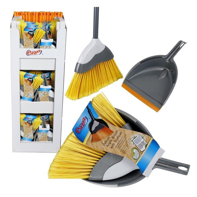 DDI 2333290 Eazzz Deluxe Angle Broom with Dustpan Display Gray