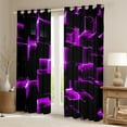 thumbnail image 2 of Erosebridal Futuristic Cubes Curtains for Living Room,Neon Purple 30%-50% Blackout Curtains Set of 2 (38x45),Curtains Pack of 2 (38x45),Geometric Room Decorative, 2 of 6