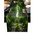 thumbnail image 2 of Green Trees Cotton Linen Table Runner 13 x 90 inch Forest Art Decor Spring Summer Nature Leaf Non-slip Rectangular Dining Table Decor for Wedding Party Holiday Dinner, 2 of 8