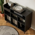 thumbnail image 4 of Cozy Castle Record Player Stand with Open Vinyl Storage, Record Player Table Holds up to 500 Albums, Vinyl Record Player Shelf with Power Outlet for Living Room, Black, 4 of 8