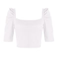 thumbnail image 4 of QLEICOM Womens Summer Tops Oversized T-shirts Slim Fit Comfortable Short Sleeve Solid Color Round Neck Casual Loose Tunic Tank Tops Women Shirts Blouses White XXL, 4 of 6