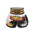 thumbnail image 2 of Sinleey Kids Boy Muay Thai Boxing Shorts Boxing Trunks Fight Training Shorts Grappling Martial Arts White&Black S/140, 2 of 2