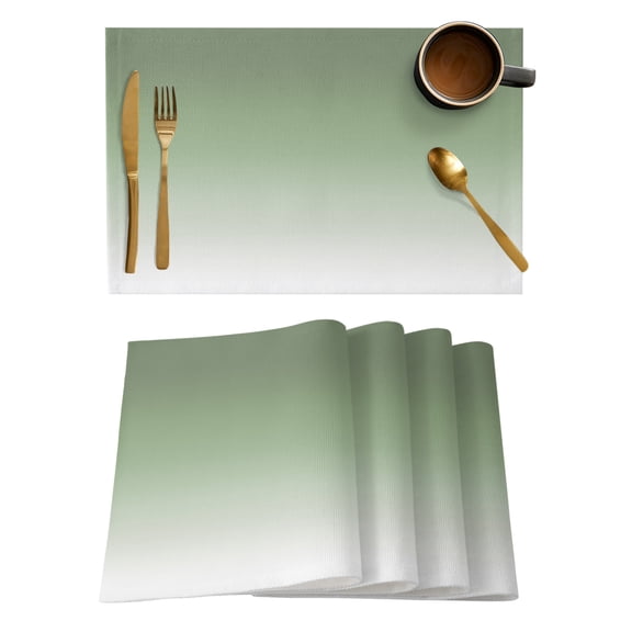 Sage Green Placemats Set of 4, Farmhouse Sage Green Ombre Placemats for Dining Table, Place Mats for Kitchen Tabletop, Waterproof Wipeable Dining Table Mats Set