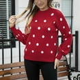 thumbnail image 2 of Xmyrz Women'S Sweaters Polka Dot Printing Long Sleeve Knit Casual Holiday Pullover Sweater Cute Sweaters, 2 of 9