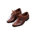 thumbnail image 3 of Fangasis Boys Flats Lightweight Oxfords Round Toe Dress Shoes School Non-Slip Leather Shoe Brown 6.5C, 3 of 6