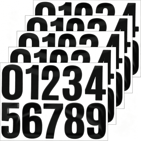 CCOCC 5 Sheet Black Mailbox Numbers for Outside,4 Inch Reflective House Numbers for Outside Stick On,Waterproof Black Adhesive Decals for House Mailbox Door Signs Trucks (11.4 X 8.7 In)