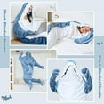 thumbnail image 4 of RAINBEAN Shark Blanket Hoodie Onesie for Adults and Kids, Cozy Flannel Shark Sleeping Bag, 4 of 7