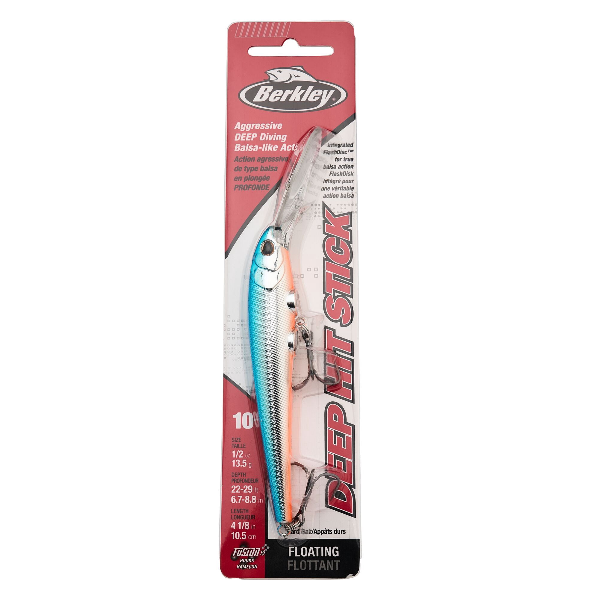 Berkley Deep Hit Stick, 4.25 in, Crankbaits, Blue Chrome (1 Count)