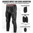 thumbnail image 3 of Exxact Sports Combat Men's Padded Compression Leggings, 7-Pad Football Girdle Pants with Cup Pocket, Integrated Hip, Thigh, Knee & Tailbone Protection for Game-Day (Black, AS), 3 of 7