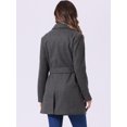 thumbnail image 4 of DARING DIVA Women's Notched Lapel Double Breasted Belted Trench Coat Dark Grey XS, 4 of 6