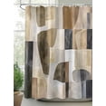 thumbnail image 2 of Fsddascl Abstract Black Brown Shower Curtain Set - 48" x 72" Washable Bathtub Curtain with 12 Hooks, Vintage Geometric Art Waterproof Fabric Stall Shower Curtains for Bathroom/Bathtub Décor, 2 of 6