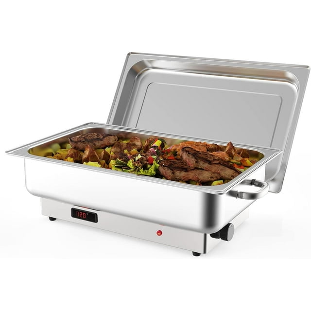 Twister.CK Réchaud Électrique, Serveurs et Réchauds de Buffet 9 Qt en Acier Inoxydable, Ensemble de Réchaud de Buffet, Réchaud Alimentaire Commercial avec Affichage de Contrôle de Température pour Fêtes, Traiteur, Festivals