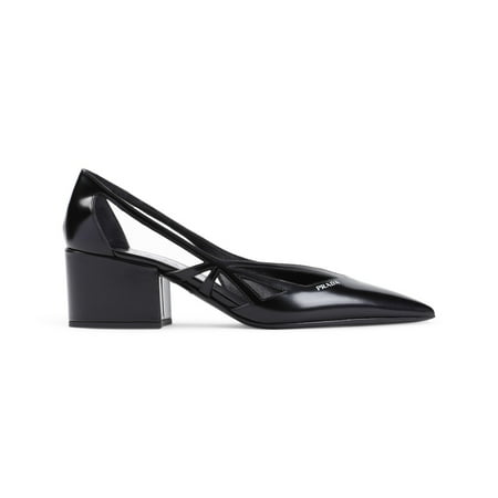 Prada Female Elegant Block Heel Pumps With Cutout Detail Black Sizes IT 34-50 2/3