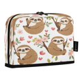 thumbnail image 2 of Wobogo Cute Cartoon Sloth Pattern with Hearts and Flowers Large Capacity Durable Zippered Pencil Case Portable Stationery Storage Organizer Bag for Study Office Travel, 2 of 7