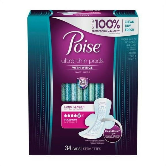 Poise Ultra Thin Max Pad 34 Count