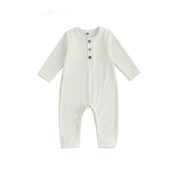 Bagilaanoe Newborn Baby Girl Boys Jumpsuits Solid Color Long Sleeve Bodysuits 3M 6M 9M 12M 18M Infant Ribbed One Piece Rompers