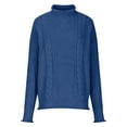 thumbnail image 5 of Hinvhai Plus Size Sweater Tops On Seasonal Clearance Women's Soild Long Sleeve Thick Knit Pullover Turtleneck Sweater Coat Blue 8(L), 5 of 7