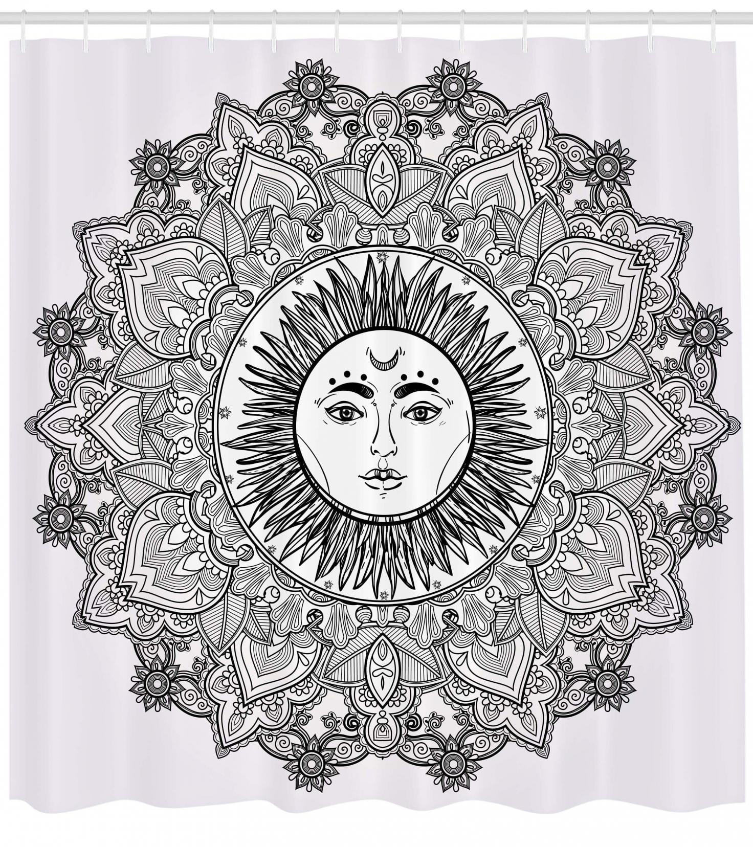 Mandala Shower Curtain, Sun Religious Figure Illustration ...