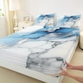 thumbnail image 3 of Manfei Aesthetic Geometric Art Queen Sheet Sets,Abstract Marble Texture Flat Sheet,Blue Splatter Ink Queen Fitted Sheet For Children,Lightweight Room Decor,4-Piece, 3 of 7