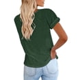 thumbnail image 2 of Summer Short Sleeve Women Solid Color Crew Neck Casual T-Shirt, 2 of 3