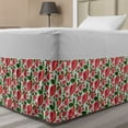 thumbnail image 1 of Floral Bed Skirt, Citrus Whole and Slices Leaves Flowers Botanical Fruit Garden, Elastic Bedskirt Dust Ruffle Wrap Around for Bedding Decor, 4 Sizes, Coral Mint Green and Emerald, by Ambesonne, 1 of 2