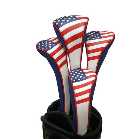 Majek USA Patriot Golf Zipper Head Covers 1 3 5 H Driver Hybrid Fairway