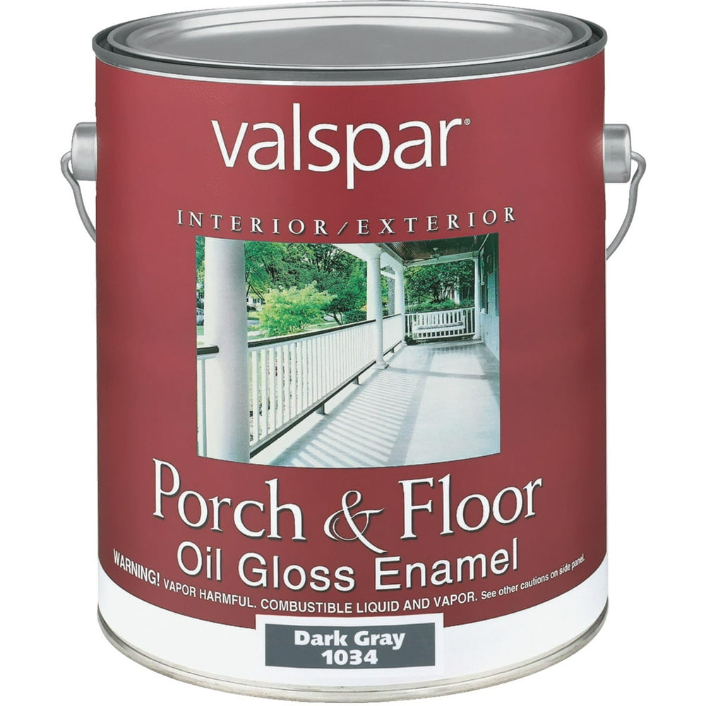 Valspar 1034 Porch and Floor Enamel Paint, HighGloss, Dark Gray, 1 gal