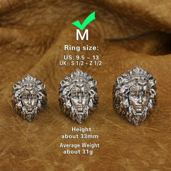 925 Sterling Silver Lion Beauty Ring Biker Punk Jewelry TA349 Middle Model US Size 10