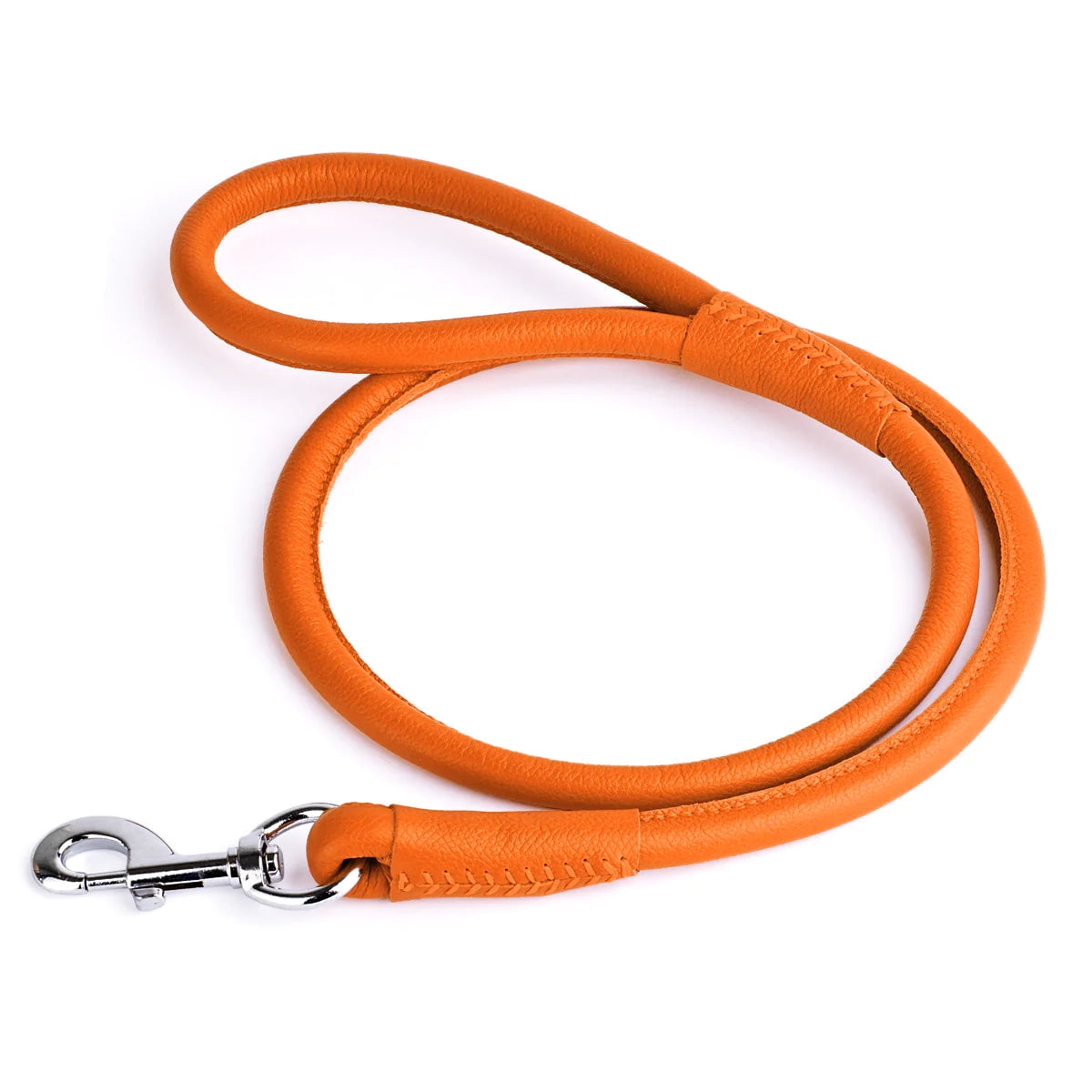 Dogline L2043-0 48 L x 0.5 W in. Round Leather Leash, Beige
