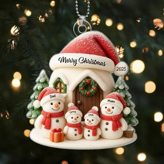 Personalized 3-8 Family Christmas Ornament, Acrylic Snowman Family Hanging Ornament, Christmas Gift for Grandma/Mom, Christmas Decorations