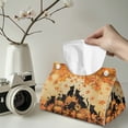 thumbnail image 2 of COEQINE Tissue Box Organizer Rectangular Tissue Container Napkin Tissue Box Cover PU Leather Tissue Case Holder for Bedroom Bathroom Home Autumn Decor, Black Cat Pumpkin Maple Leaf, 2 PCS, 2 of 7