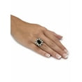 thumbnail image 3 of PalmBeach Jewelry Emerald-Cut Genuine Smoky Topaz, Mystic Fire Purple or Blue Glass and CZ Accent Halo Cocktail Ring Gold-Plated, 3 of 5