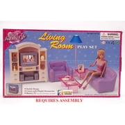 Gloria Living Room Set Easy to Assemble Dollhouse Furniture with Picture Frames, 7.5"