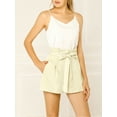 thumbnail image 6 of MODA NOVA Juniors Elegant Bow Self-Tie Belt High Paper Bag Waist Pleated Shorts Apricot L, 6 of 6