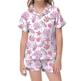 thumbnail image 2 of Satin Pajama Set for Girls Classic Button Down Loungewear with Comfortable Short Sleeve Top and Soft Shorts, 2 of 4