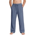 thumbnail image 4 of UQJfacai Boys Linen Pants Kids Baggy Summer Beach Yoga Pants Loose Fit Elastic Waist Drawstring Casual Trousers with Pockets 4-14 Years, 4 of 9