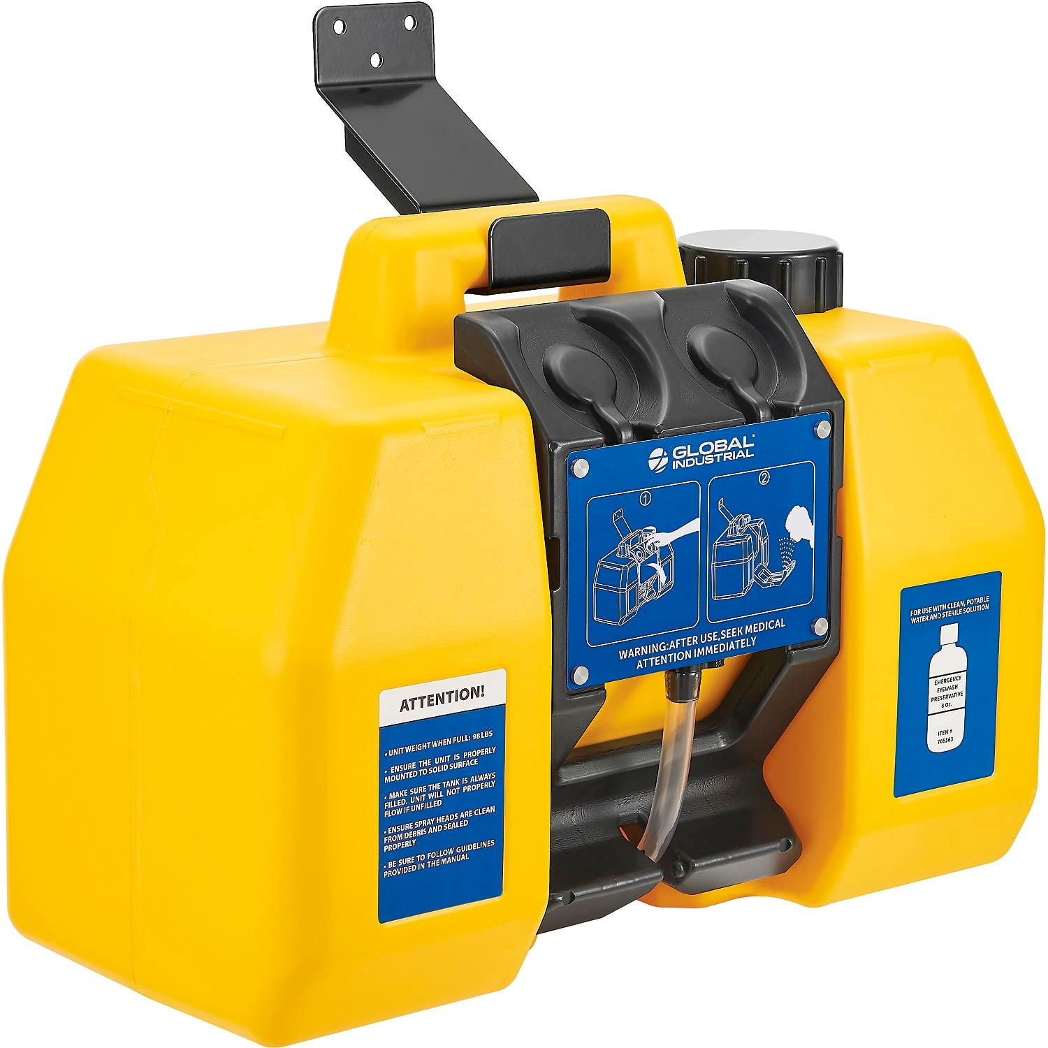 Global Industrial 9 Gallon Gravity Fed Portable Eyewash Station, Yellow