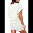 thumbnail image 3 of Ensemble de Pyjama Décontracté pour Femmes 2 Pcs en Tissu Texturé à Manches Courtes et Col Rond Uni Blanc G, 3 of 7