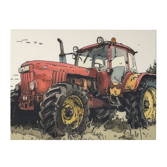 12x16 inch Canvas Hanging Picture Vintage Tractor Yard Wall Art Decor,Rustic Villa Yard Accessory Decor,Classic Tractor Modern Decor Painting,Home Garage,Yard Wall Decor Oil Painting Canvas