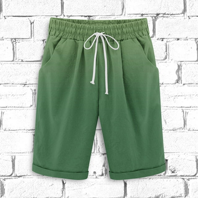AherBiu Plus Size Shorts for Men Trendy Gradient Shorts with Pockets Summer Causal Linen Cotton Shorts