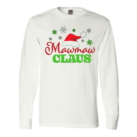 Inktastic Mawmaw Claus with Christmas Santa Hat and Snowflakes Long Sleeve T-Shirt