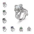 thumbnail image 2 of Luxury Flower White AAA Topaz Women's Engagement White Gold Filled Ring Sz 6-12, 2 of 9