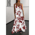 thumbnail image 4 of Vestido Maxi de Verano para Mujer, con Tirantes Finos, Sin Mangas, Cuello en V, Estilo Bohemio, Floral, para Vacaciones, Rojo, Talla L, 4 of 10