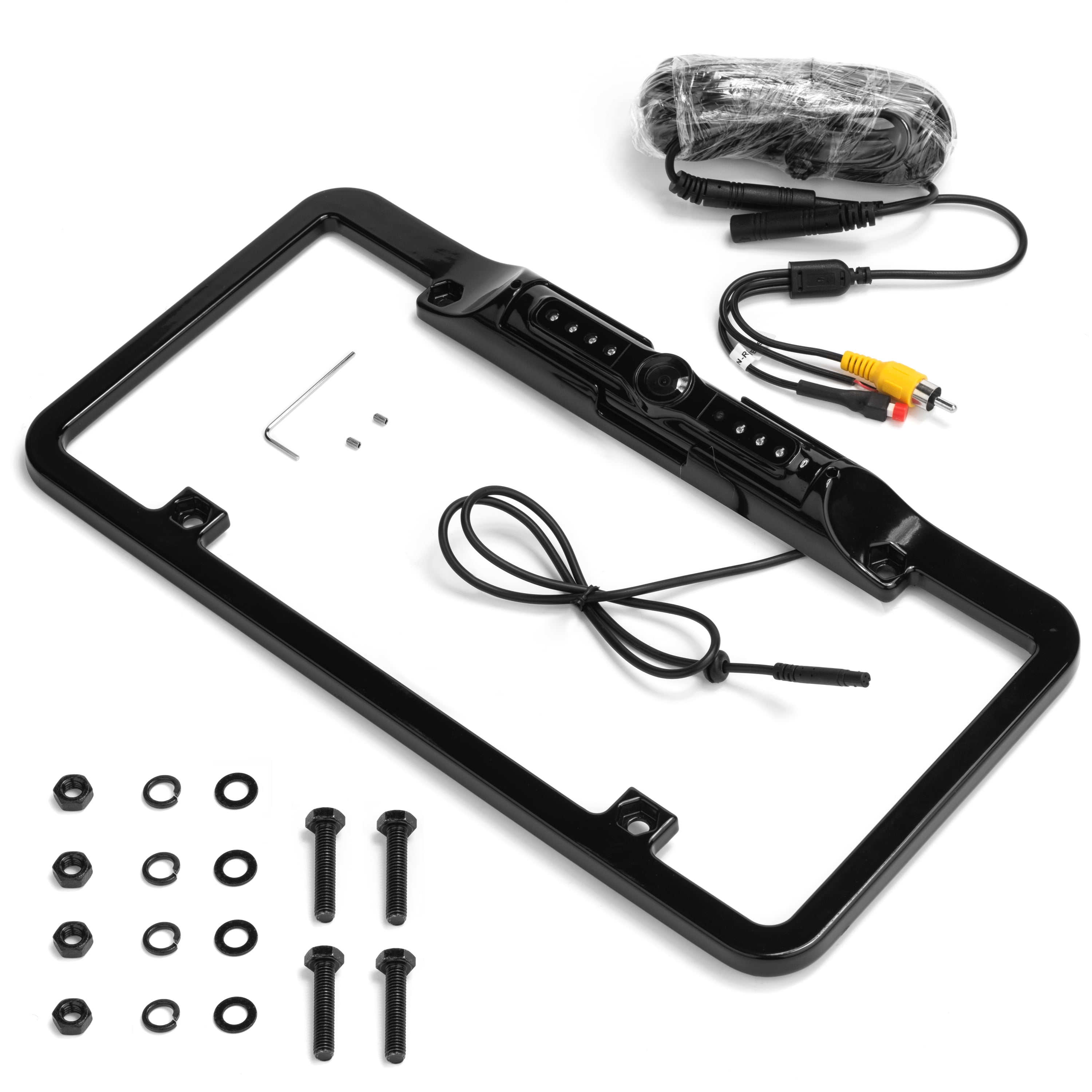 Full-Frame License Plate Backup Camera with Night Vision and Parking Lines Black BOYO VTL300CIR
