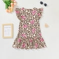 thumbnail image 2 of Actgleam Summer Toddler Girls Dress Leopard Print Flutter Sleeve A-line Ruffle Sundress,Bow Leopard,4-5Y, 2 of 9