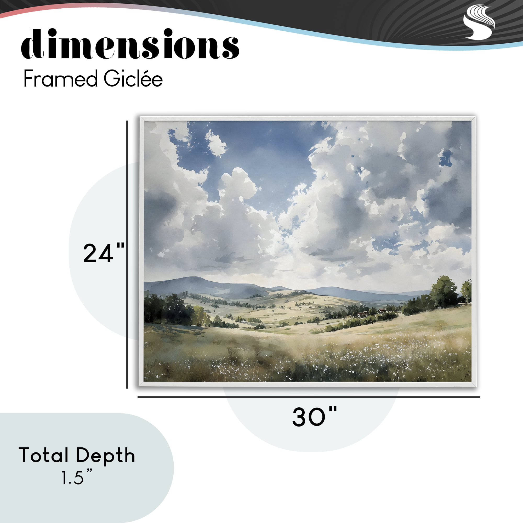 Stupell Industries Cloudy Hills Meadow White Framed Giclee Art, design by Franklyn Gregory