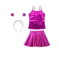 thumbnail image 3 of iiniim Alien Costume for Girls Metallic Dress Alien Holographic Cami Top with Pleated Skirts and Hair Hop Rose Red 10, 3 of 7