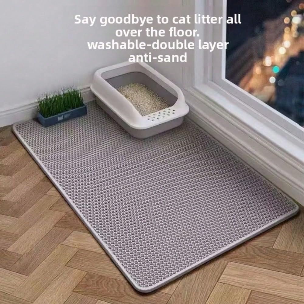 Waterproof Cat Litter Mat, Double-Layer Non-Slip Honeycomb Design with Soft Thick Pad for Litter Control & Cozy Cat Resting, 30*45CM